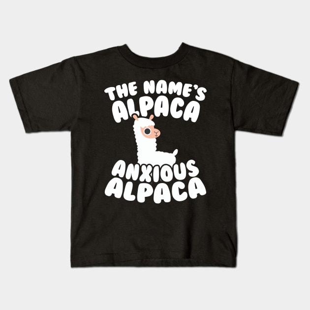 The Name's Alpaca Anxious Alpaca Kids T-Shirt by thingsandthings